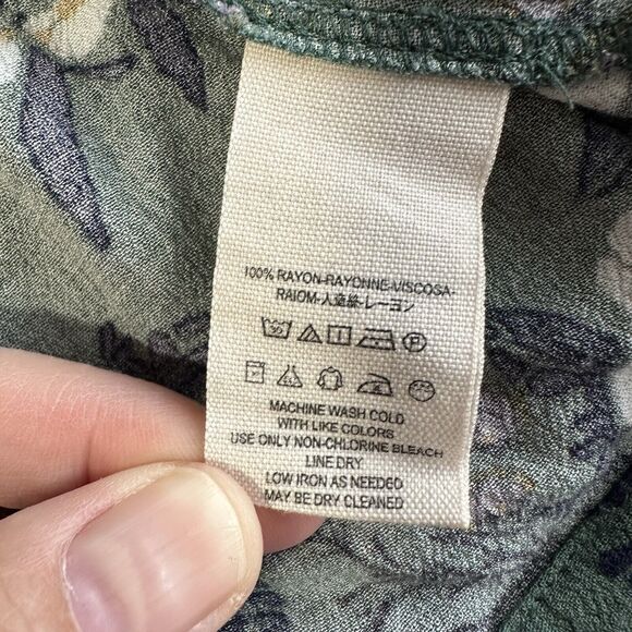 Free People Magic Mystery Size XS Boho Green Floral Mini Tunic Dress Bell Sleeve - Picture 14 of 16